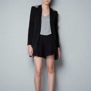 Zara Women’s Black Blazer with Studded Shoulders (M)